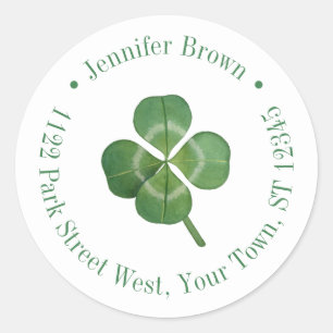 Vattenfärg Shamrock St Patricks Day Bröllopsdusch Runt Klistermärke