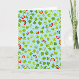 Vattenfärg Shamrocks & Regnbågar Irländska St Patt Kort