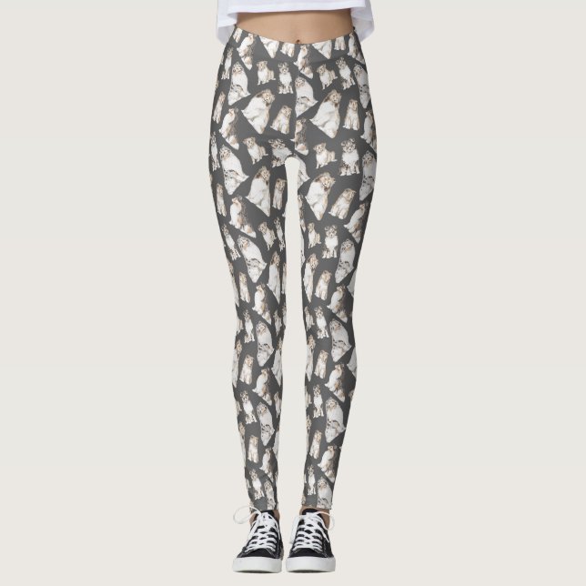 Vattenfärg Sheltie Leggings (Framsida)