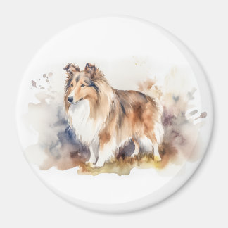 Vattenfärg Sheltie Magnet