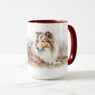 Vattenfärg Sheltie Mugg