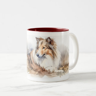 Vattenfärg Sheltie Två-Tonad Mugg
