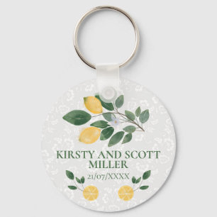 Vattenfärg Sicilianska Citroner Bröllop Nyckelring