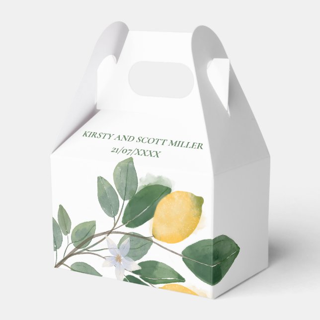 Vattenfärg Sicilianska Citroner Bröllop Tack Presentaskar (Framsidan Sidan)