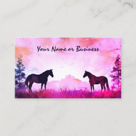 Vattenfärg Silhouette Horses i Fält Visitkort