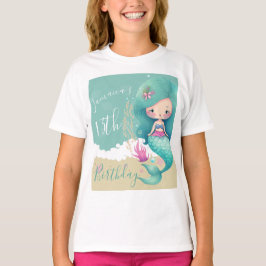 Vattenfärg Siren Hav Födelsedagsfest T-Shirt
