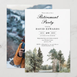 Vattenfärg Sjöskog Pensioneringsfest Foto Inbjudningar