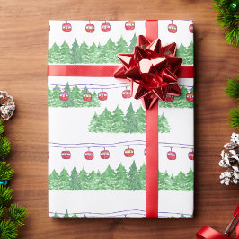 Vattenfärg Skidgondoler Presentpapper