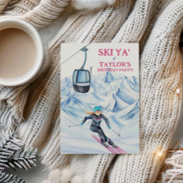 Vattenfärg Skidparty Inbjudningar