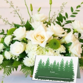 Vattenfärg Skogiga Tallbröllop Placeringskort