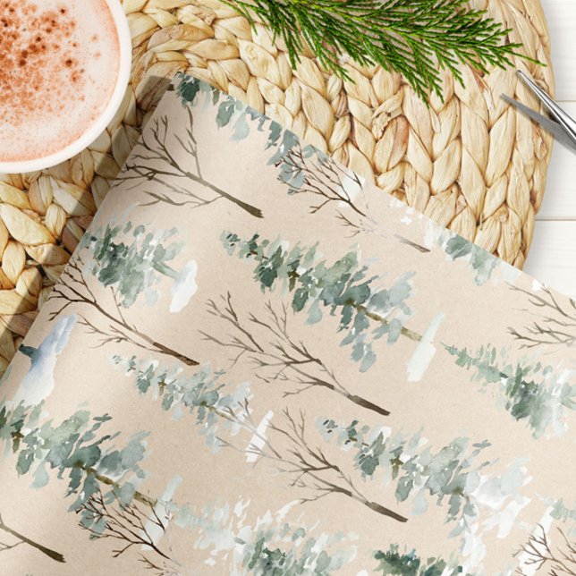 Vattenfärg Skogs Kraft Julpresentpapper Presentpapper (Skapare uppladdad)