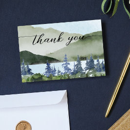 Vattenfärg Skogsberget utomhus Bröllop Tack Kort