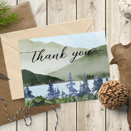 Vattenfärg Skogsberget utomhus Bröllop Tack Kort