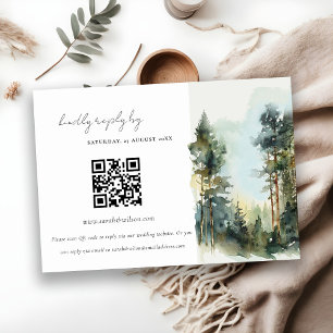 Vattenfärg Skogsbröllop QR-kod RSVP Tilläggskort
