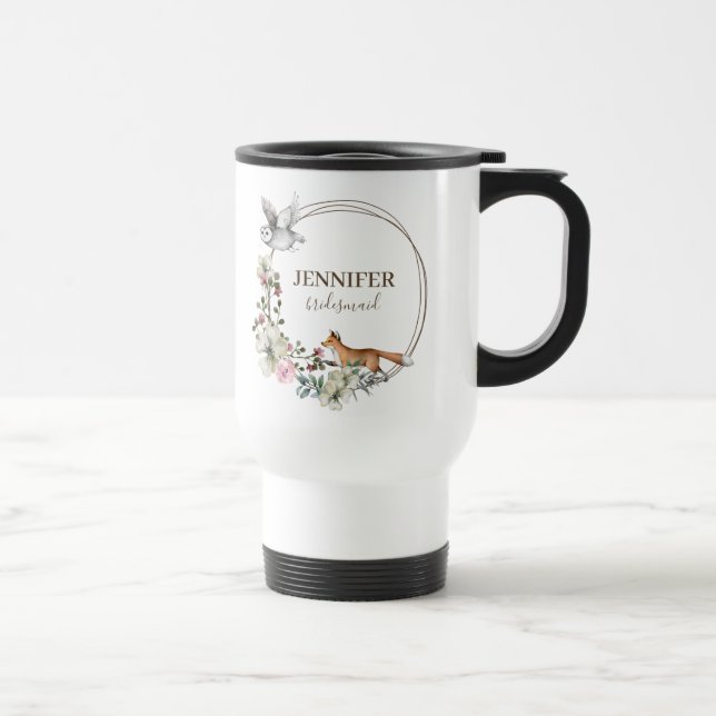 Vattenfärg Skogsdjur Blommig Brudtärna Namn Resemugg (Höger)