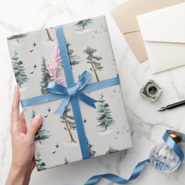 Vattenfärg Skogsmönster  Presentpapper (Gifting)