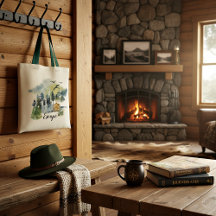 Vattenfärg skogsscen anpassningsbar totepåse