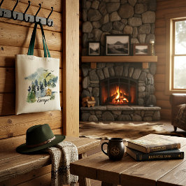 Vattenfärg skogsscen anpassningsbar totepåse tygkasse