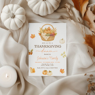 Vattenfärg Skördekorg Thanksgiving Inbjudan