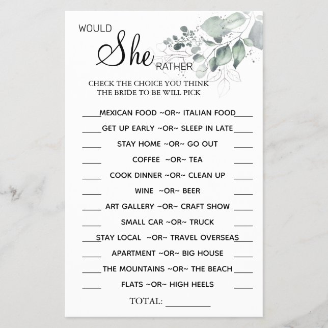 Vattenfärg skulle hon hellre än duscha jaktkortet flygblad (Framsidan)