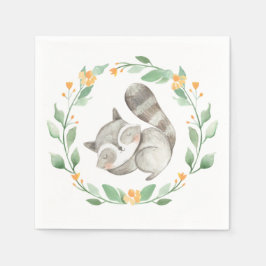 Vattenfärg Sleeping Raccoon Greenery Wandey Pappersservett