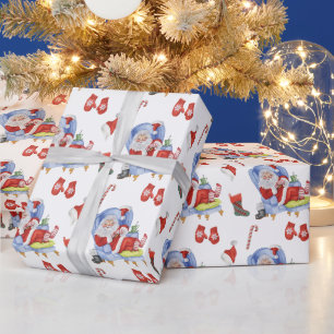 Vattenfärg Sleeping Santa Hand Målad Presentpapper