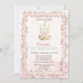 Vattenfärg Slott Glitter Ram Födelsedag Inbjudningar