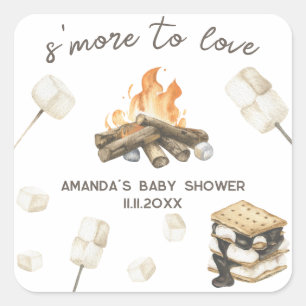 Vattenfärg S'more Baby Shower Fyrkantigt Klistermärke