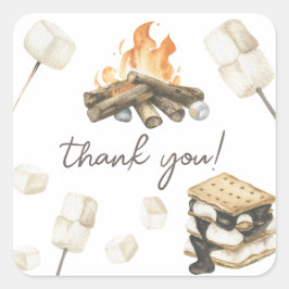 Vattenfärg S'more Baby Shower Tack Fyrkantigt Klistermärke