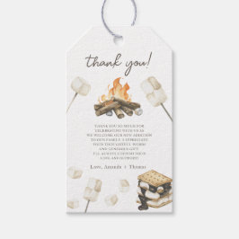 Vattenfärg S'more Baby Shower Tack Presentetikett