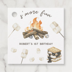 Vattenfärg S'more Lägereld 1-års Födelsedag Gåvor Etiketter
