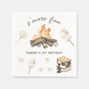 Vattenfärg S'more lägereld 1-års födelsedag Pappersservett