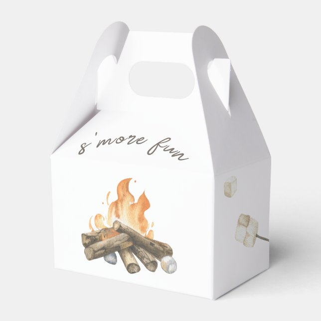 Vattenfärg S'more lägereld 1-års födelsedag Presentaskar (Framsidan Sidan)