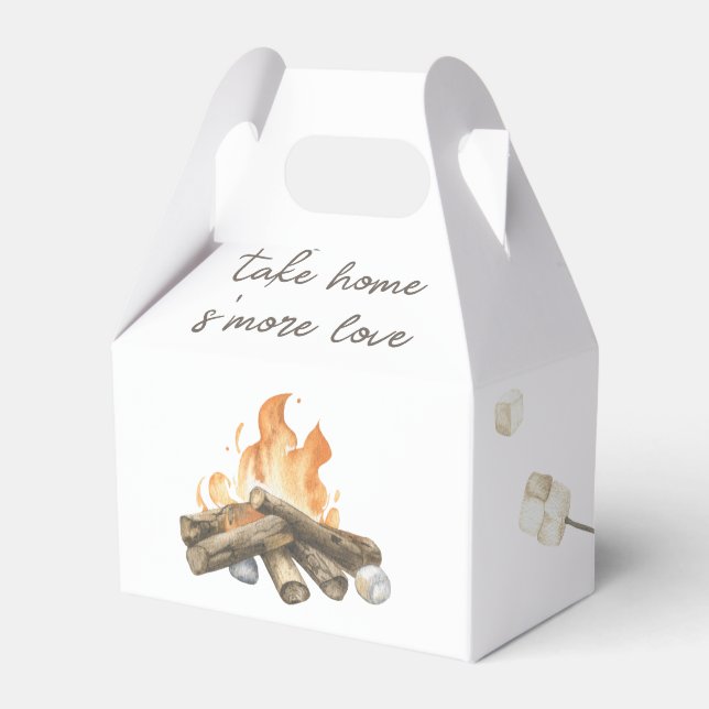Vattenfärg S'more lägereld 1-års födelsedag Presentaskar (Framsidan Sidan)