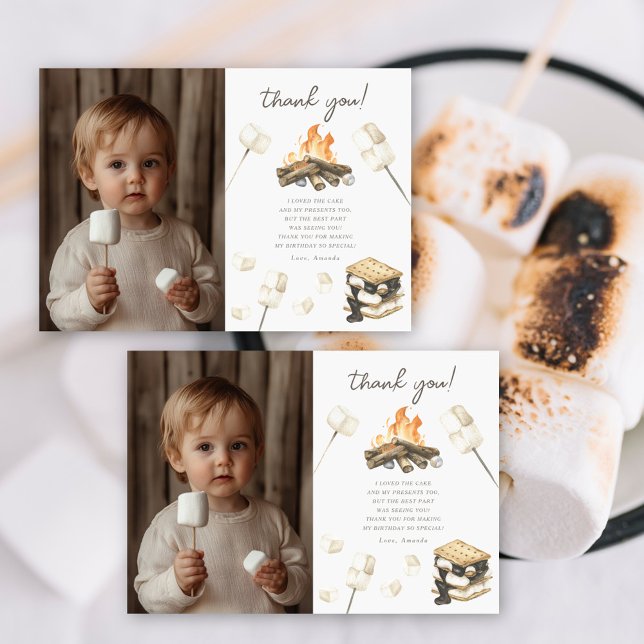 Vattenfärg S'mores rolig födelsedag tack Kort (Skapare uppladdad)