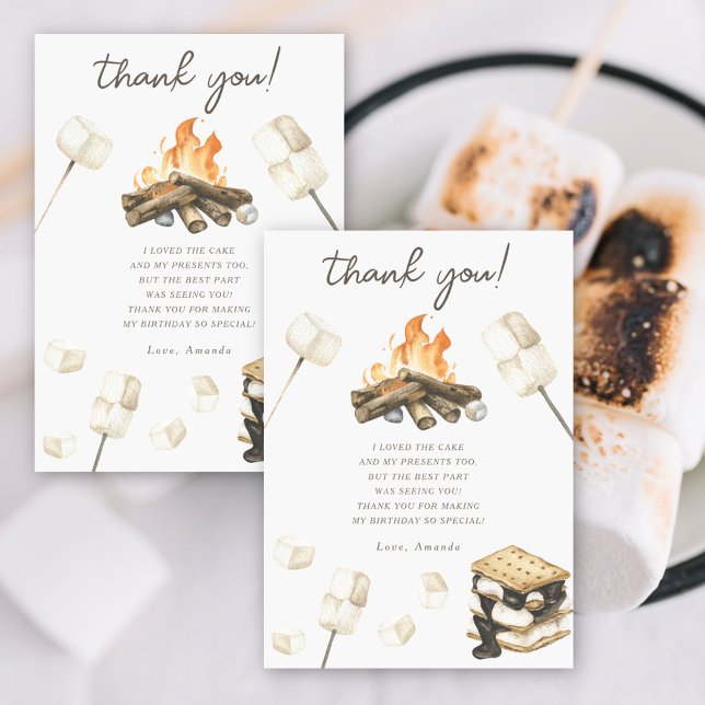 Vattenfärg S'mores rolig födelsedags tack Kort (Skapare uppladdad)