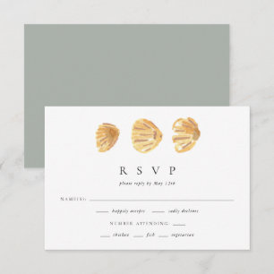 Vattenfärg Snigelskal Elegant Minimal Bröllop RSVP OSA Kort