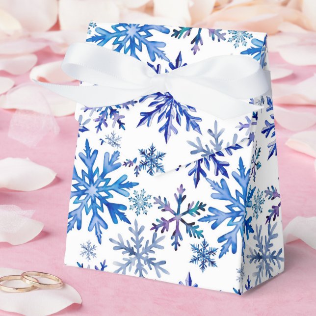 Vattenfärg Snöflingor Mönster Presentaskar (Bröllop)