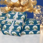 Vattenfärg Snögubbe i Snö Globe Presentpapper<br><div class="desc">Cute Vattencolor snögubbe i en snö-glob med gräs träd och snöflingor mot blå bakgrund. Bakgrunden till färg kan ändras.</div>