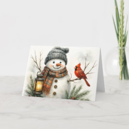 Vattenfärg snöman julkort – Lykta & Kort