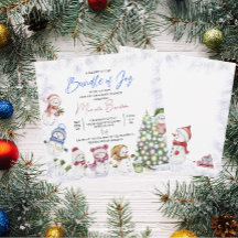 Vattenfärg Snömannen God Jul Baby Inbjudan