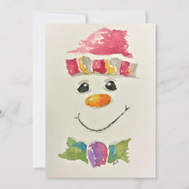 Vattenfärg Snömannen Julkort