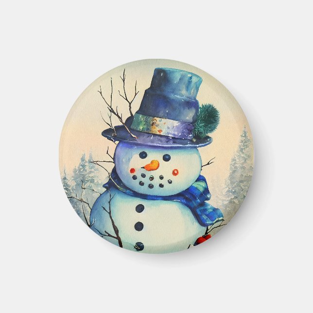 Vattenfärg Snömannen Magnet (Framsidan)
