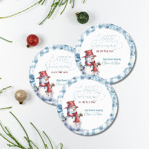Vattenfärg Snömannen Vinter Pojke Baby Shower