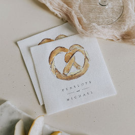 Vattenfärg Soft Pretzel Personlig Bröllop Pappersservett