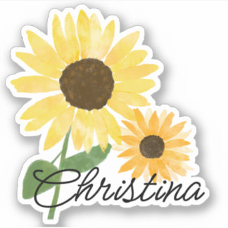 Vattenfärg Solblommor Anpassningsbar-Klipp vinylko Klistermärken