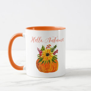 Vattenfärg Solblommor Cute Autumn Rustic Fall Mugg