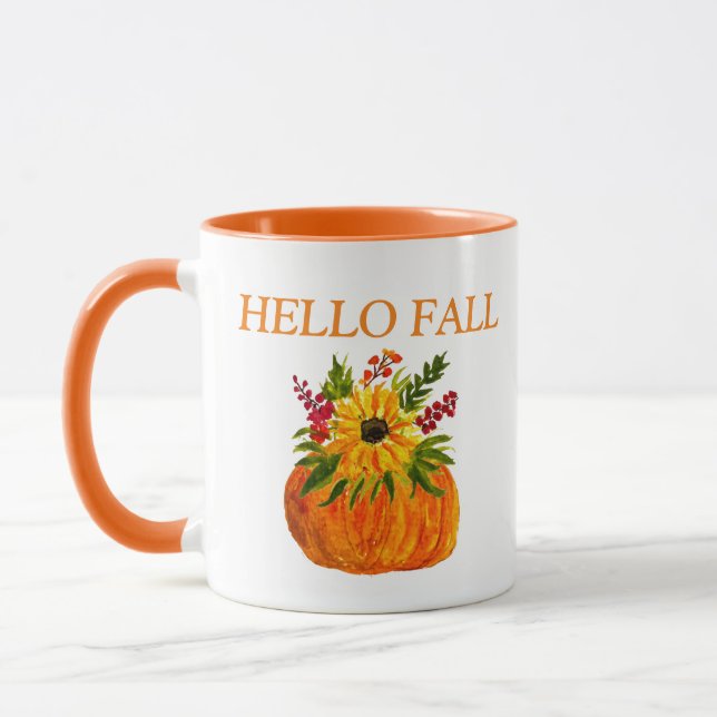 Vattenfärg Solblommor Cute Autumn Rustic Fall Mugg (Vänster)