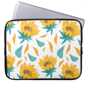 Vattenfärg Solblommor: Sommarbotaniskt tryck Laptop Fodral