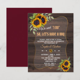 Vattenfärg Solblommor Wood Burgundy I DO BBQ Inbjudningar